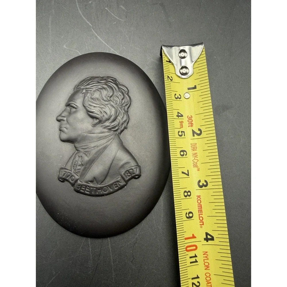 Wedgwood Black Basalt Jasper Medallion Beethoven Portrait Medallion Dated 1970