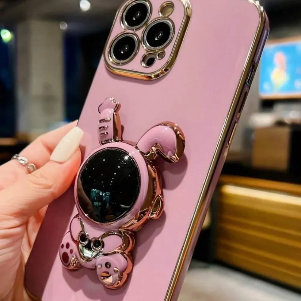 3for$20 Plating Phone Case With Rabbit Design Stand-Out Grip 15 pro max