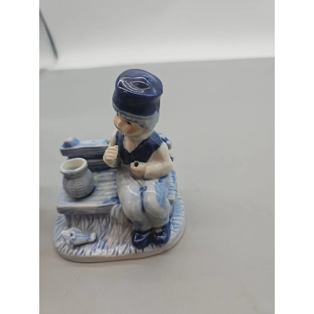 Blue Delft Fishing Dutch Boy Figurine‎