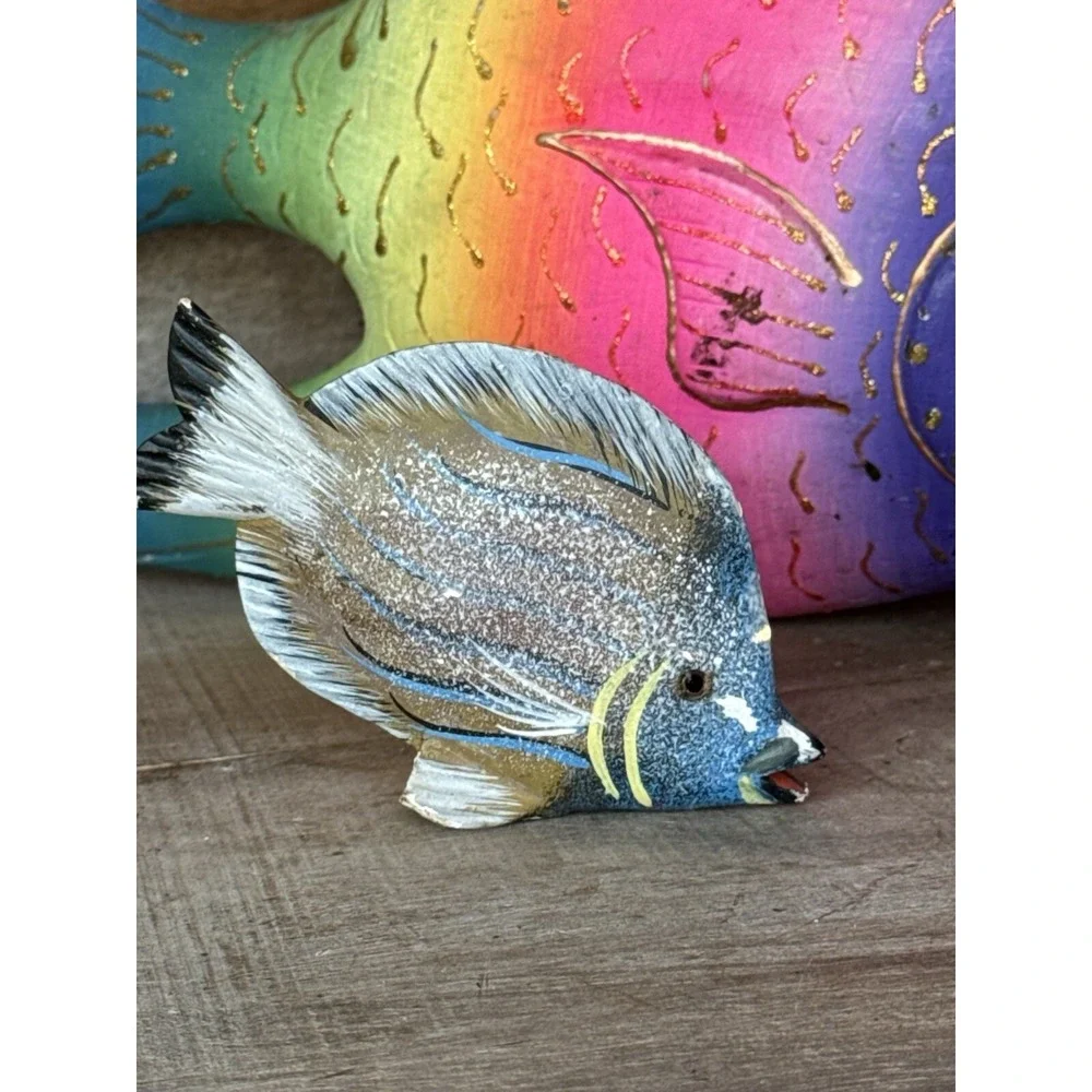 Vintage Wooden Hand Carved Hand Pained Fish Decor Tropical‎ Fish Decor