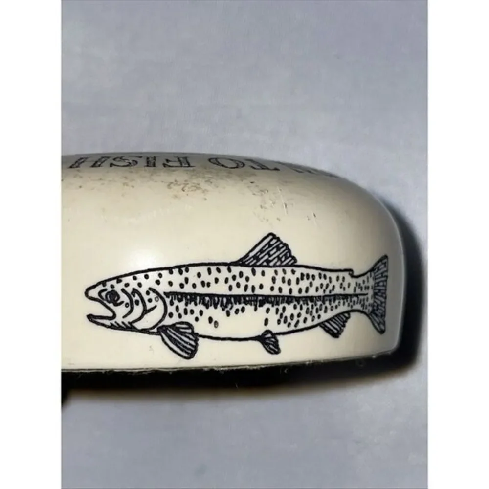 Fisherman Paper Weight BORN TO FISH FORCED TO WORK Made In Great Britain‎