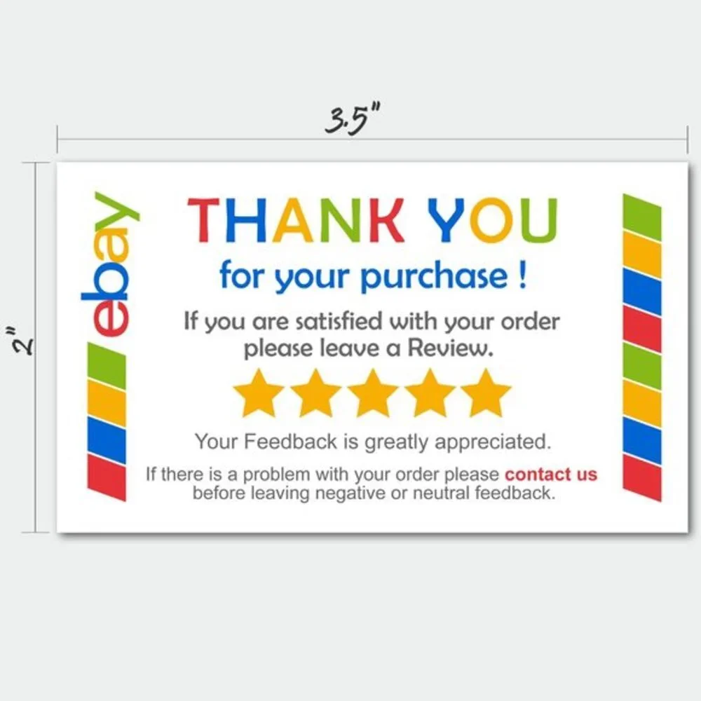 ♥️ 5x25 / 50 Thank ebay You Cards