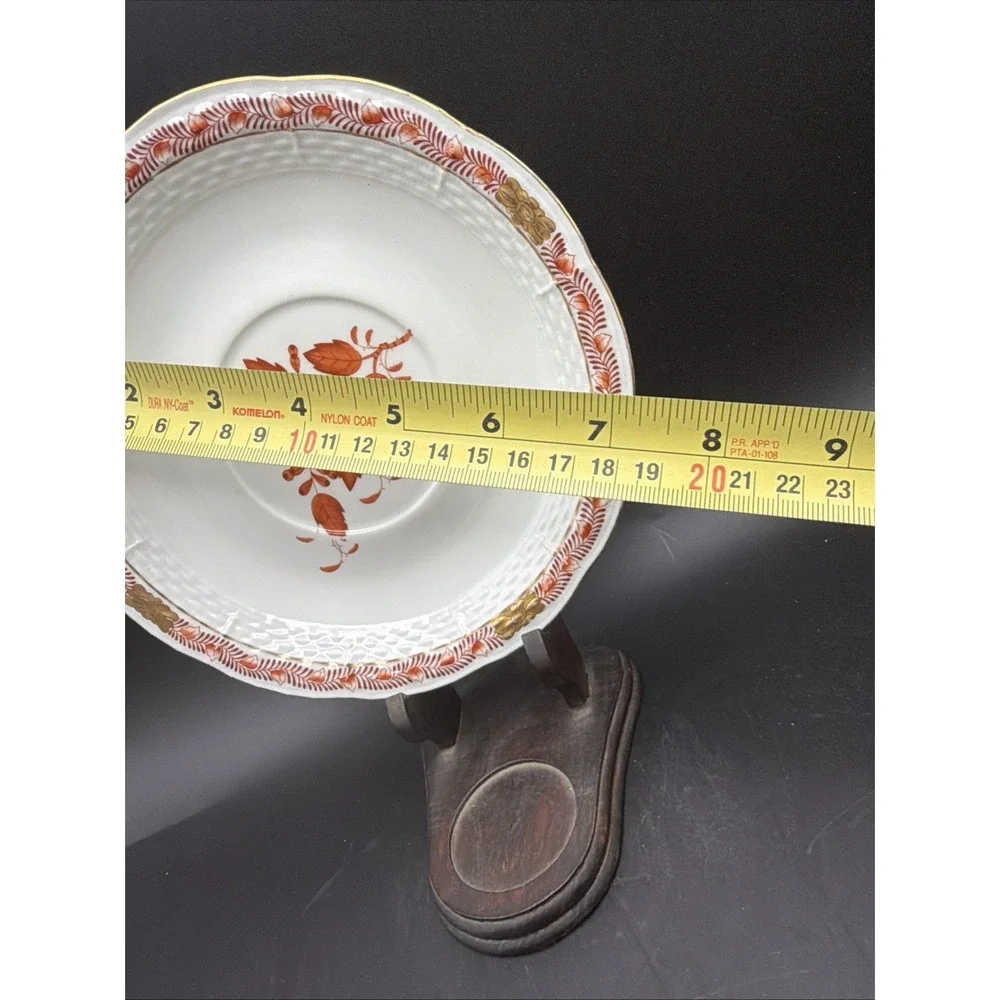 Herend Apponyi Orange Chinese Bouquet 4pc Teacup & Saucers Porcelain Hungary