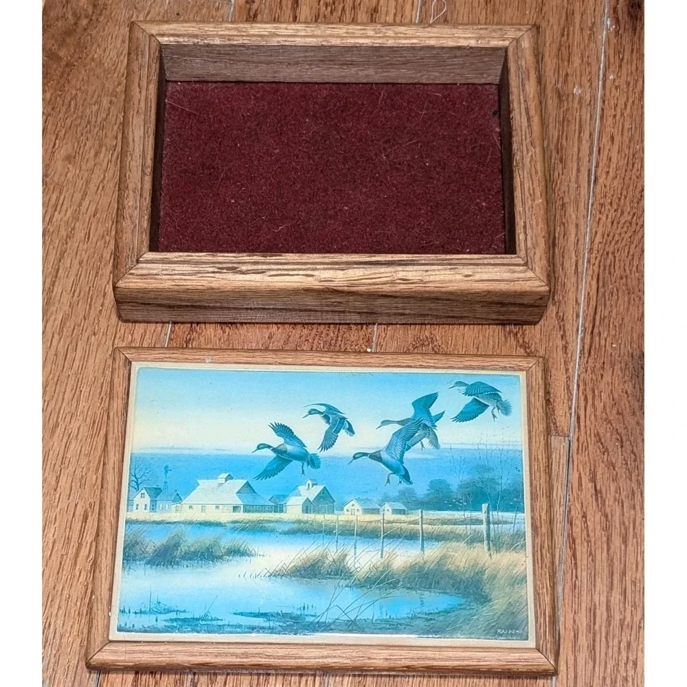 Vintage Coastal Cottagecore Duck Decoy‎ Trinket Box Rustic Cabin Decor