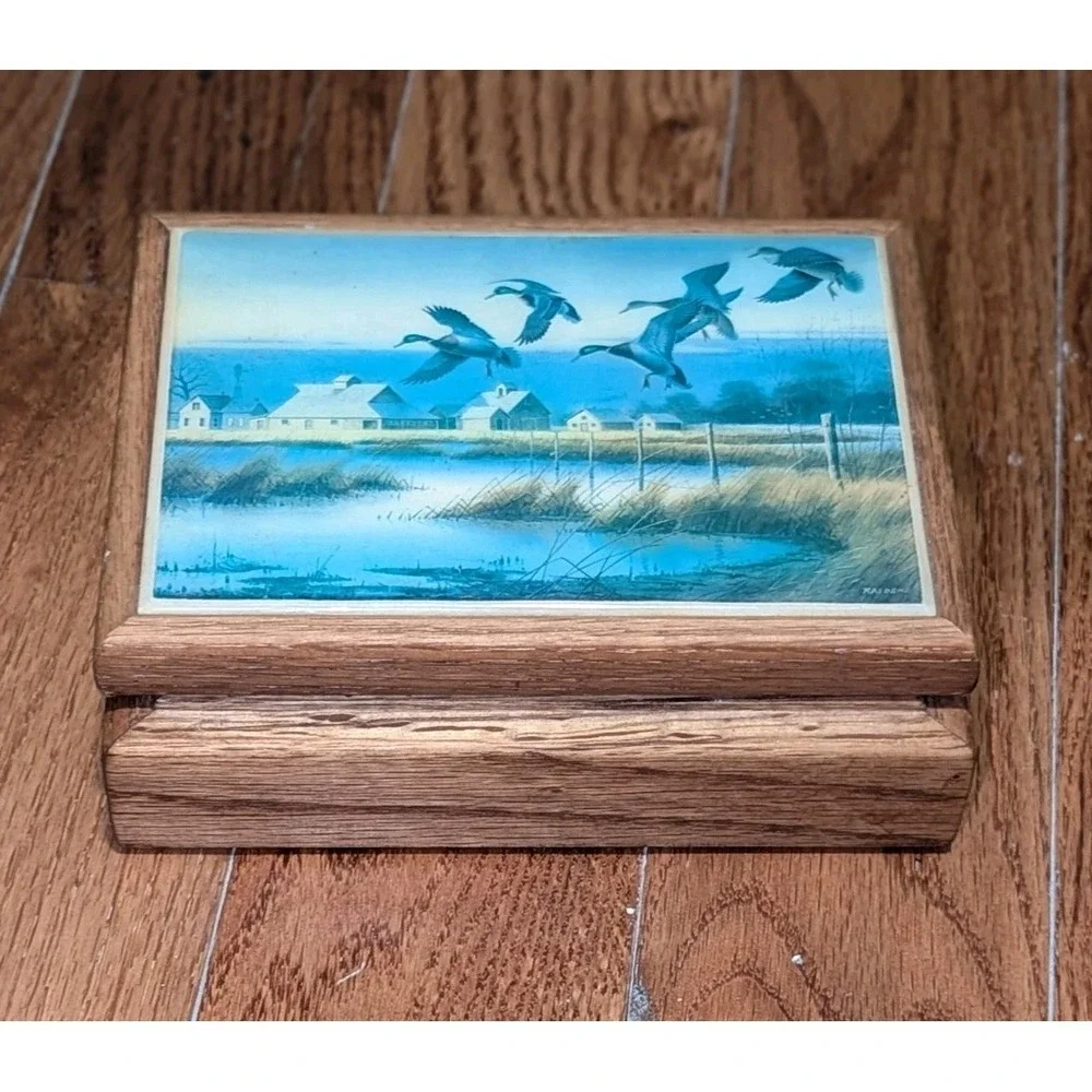 Vintage Coastal Cottagecore Duck Decoy‎ Trinket Box Rustic Cabin Decor