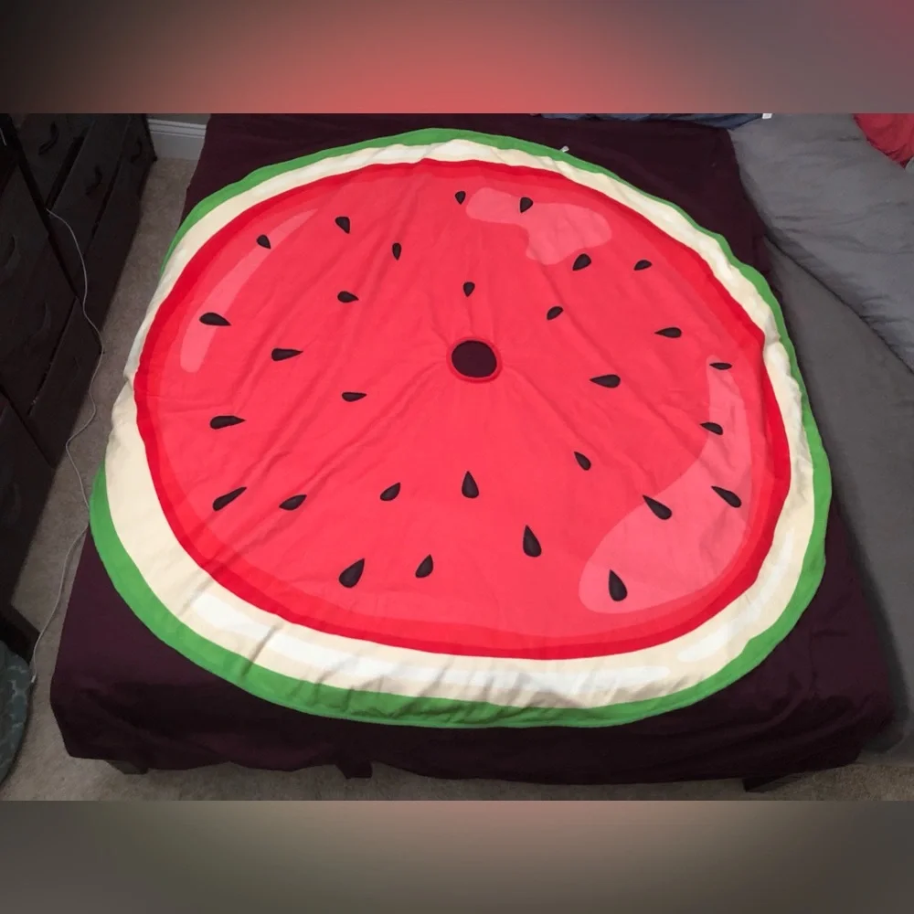 🥧🔥 Watermelon Round Beach Towel for Center of Beach Umbrella