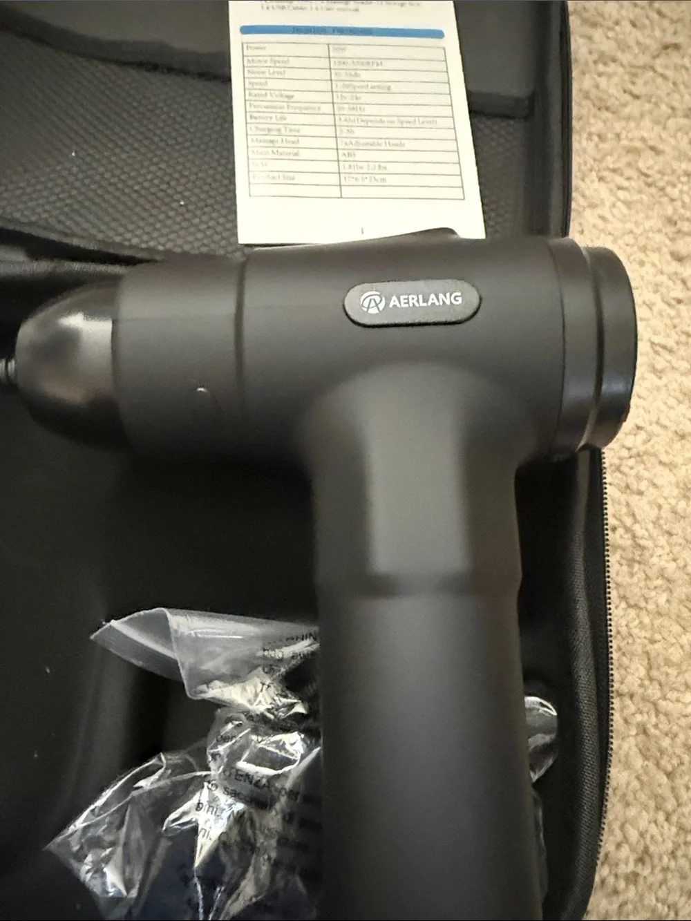 Black Massage Gun with Carrying Case never used
