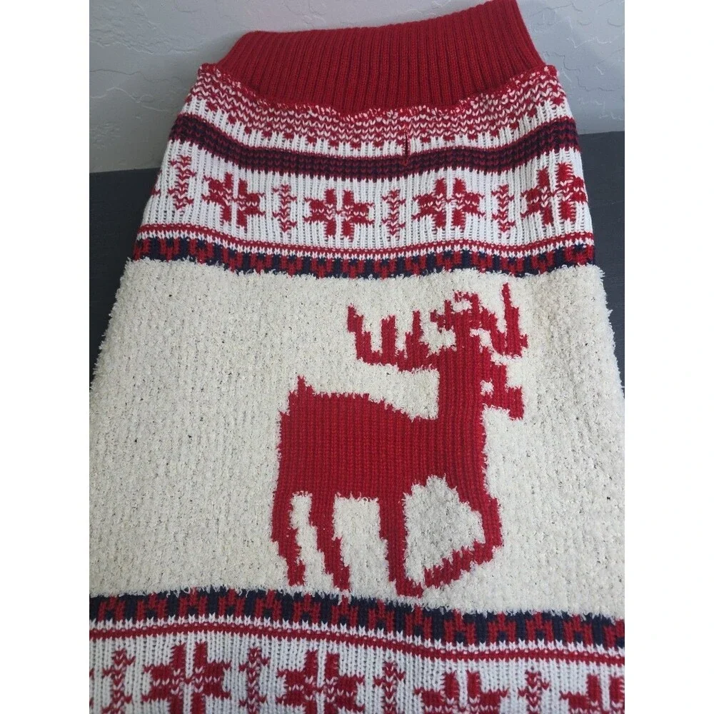 Large Dog SOFT Sweater Reindeer Turtleneck Winter Holiday XXXL (60-80 LBS), RED