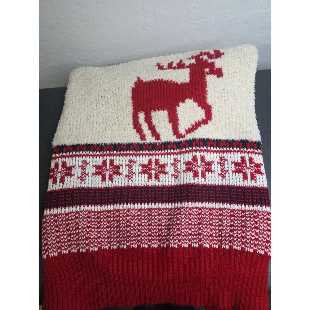 Large Dog SOFT Sweater Reindeer Turtleneck Winter Holiday XXXL (60-80 LBS), RED