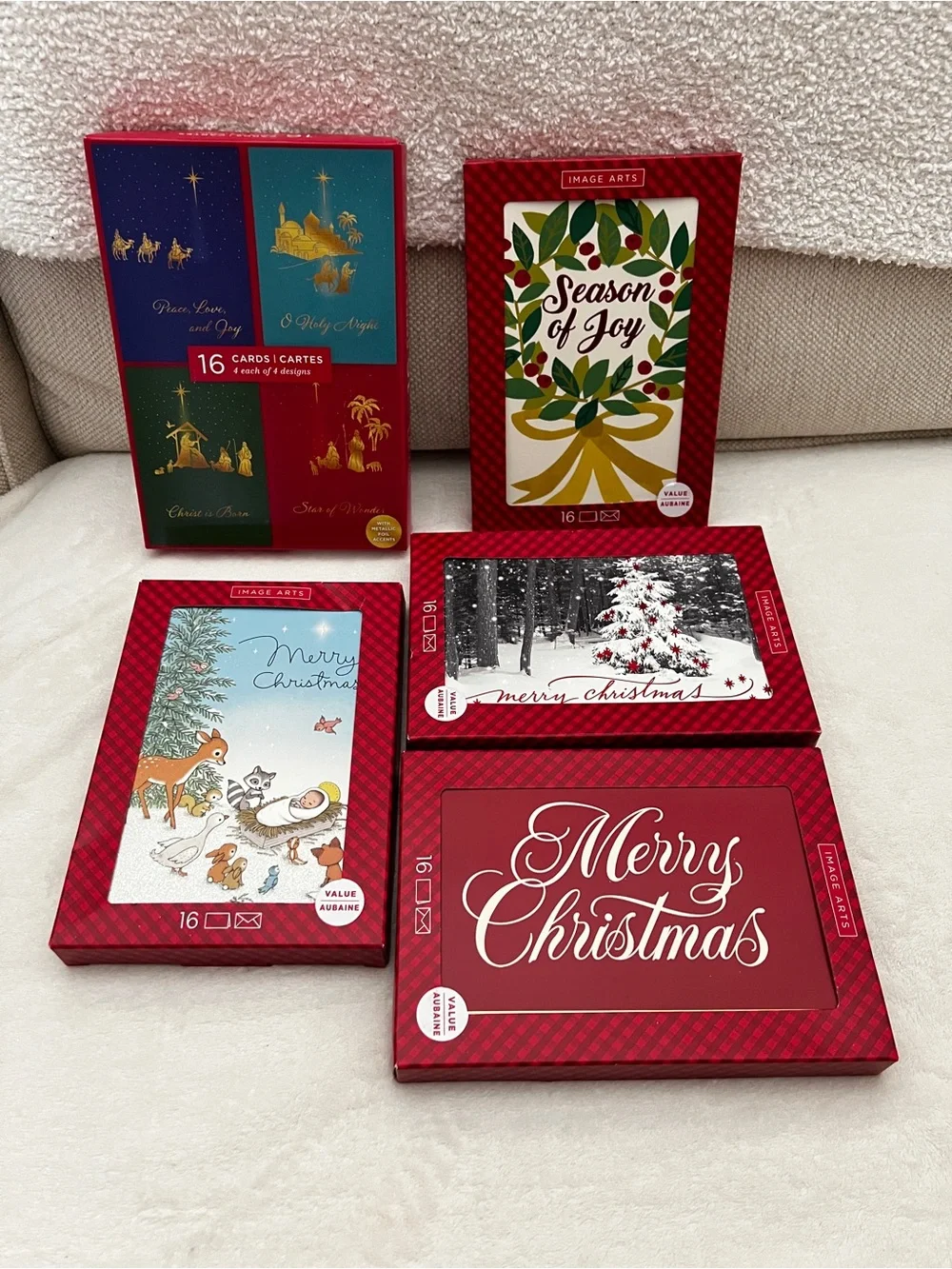 Lot of Five Christmas Holiday Cards 16 count in each box