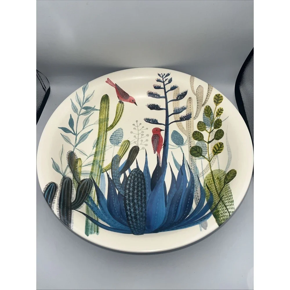 Red birds & Cactus Geninne Zlatkis design Hallmark Serving Bowl NEW!‎