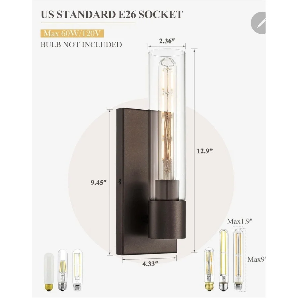 Sconce‎ Wall Lighting Set of 2, HWH 1-Light Bathroom Vanity Light Fixtures,