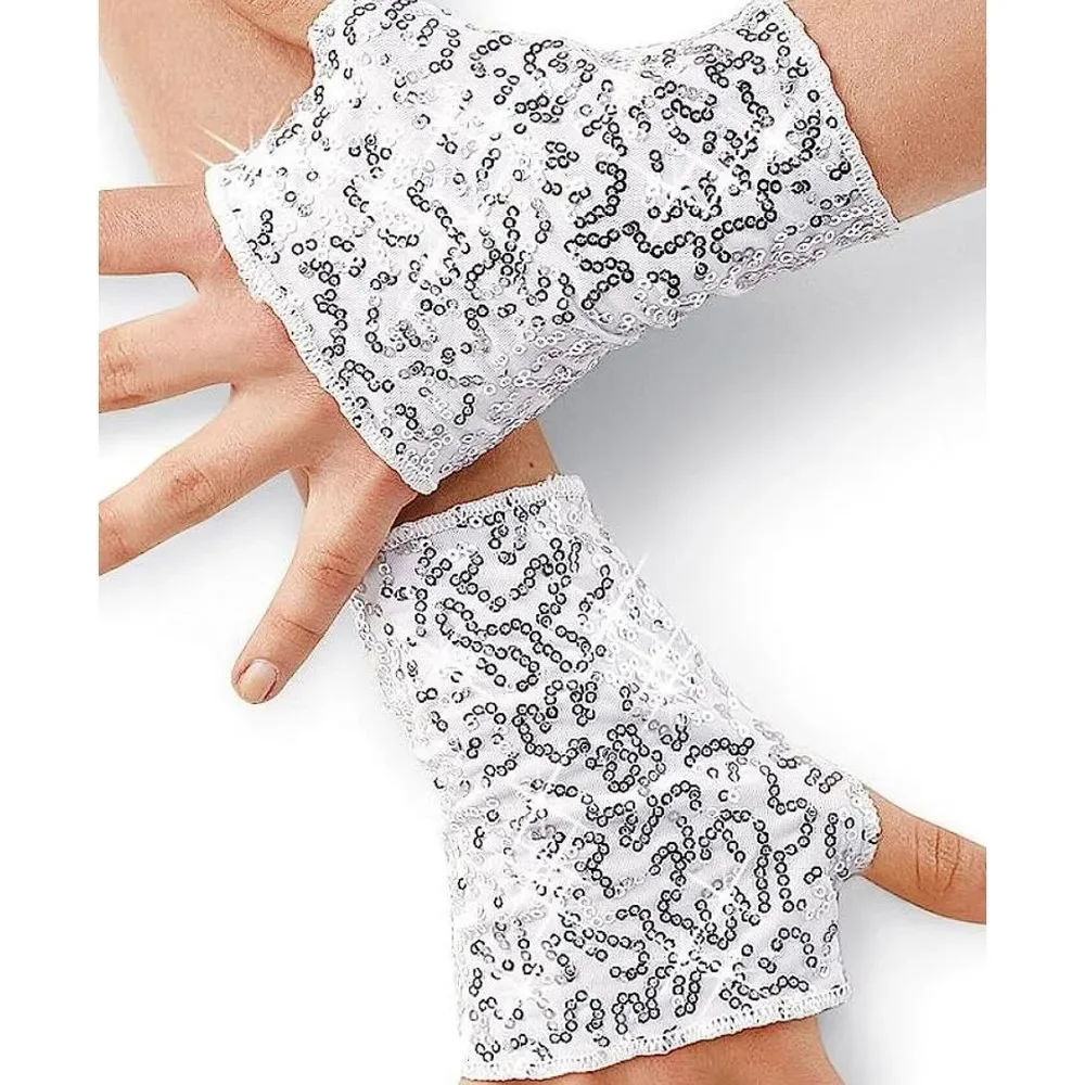 Balera Dancewear Costume Half Gloves Performance Fingerless Sequins‎ Spandex Red