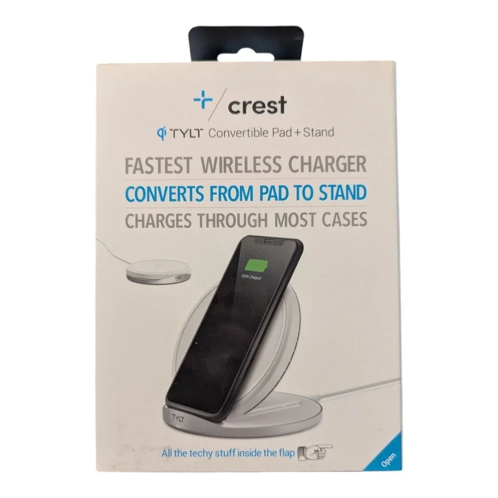 R6-N Crest TYLT Convertible Charging Pad Stand‎ Fastest Wireless Charger - White