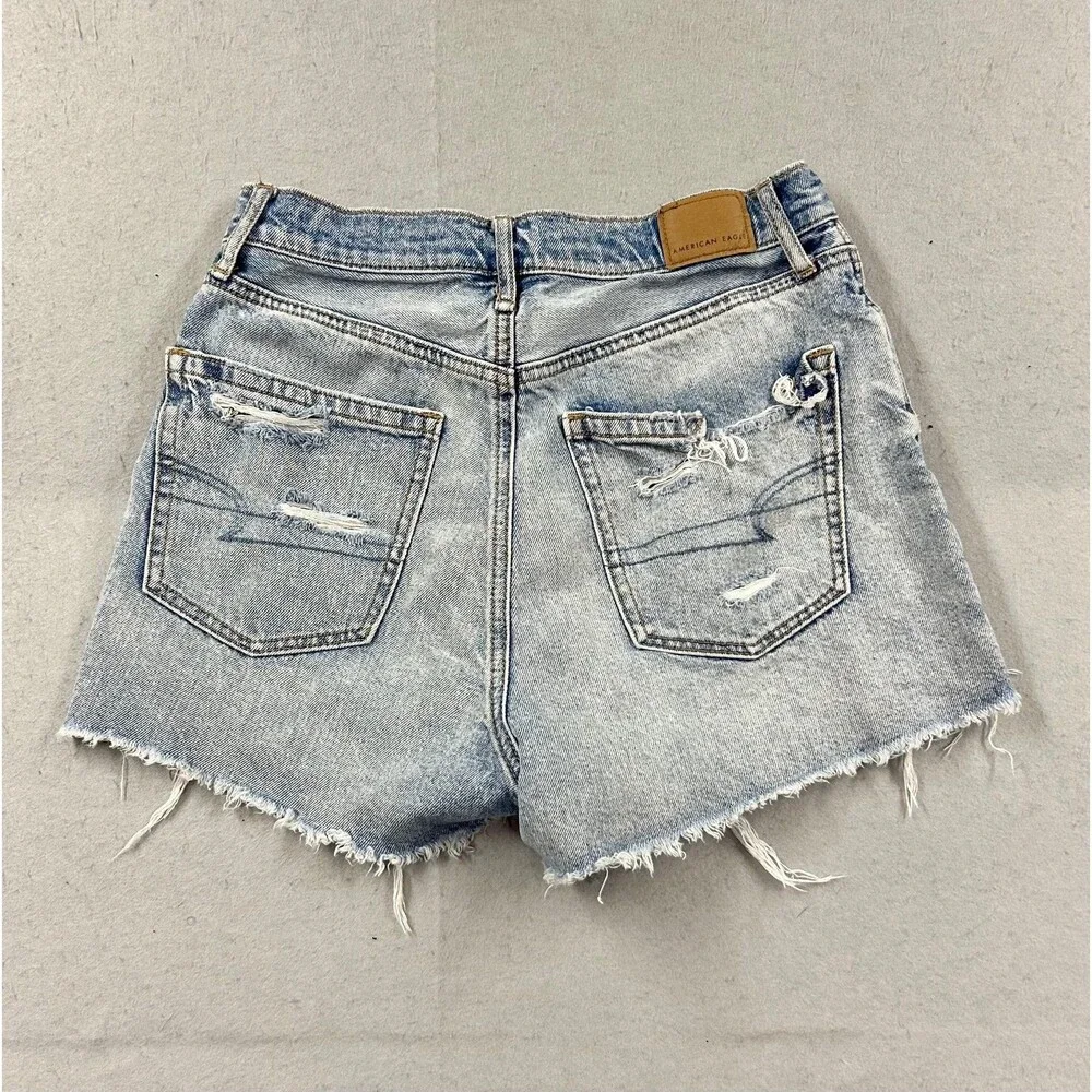 American Eagle Distressed Denim High Waisted Shorts Size 6