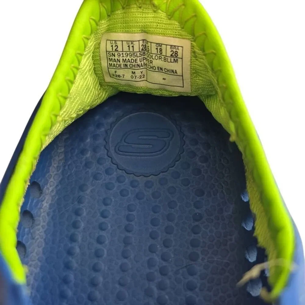 Skechers Boys Size 12 Blue Lime Green Perforated Water Shoes