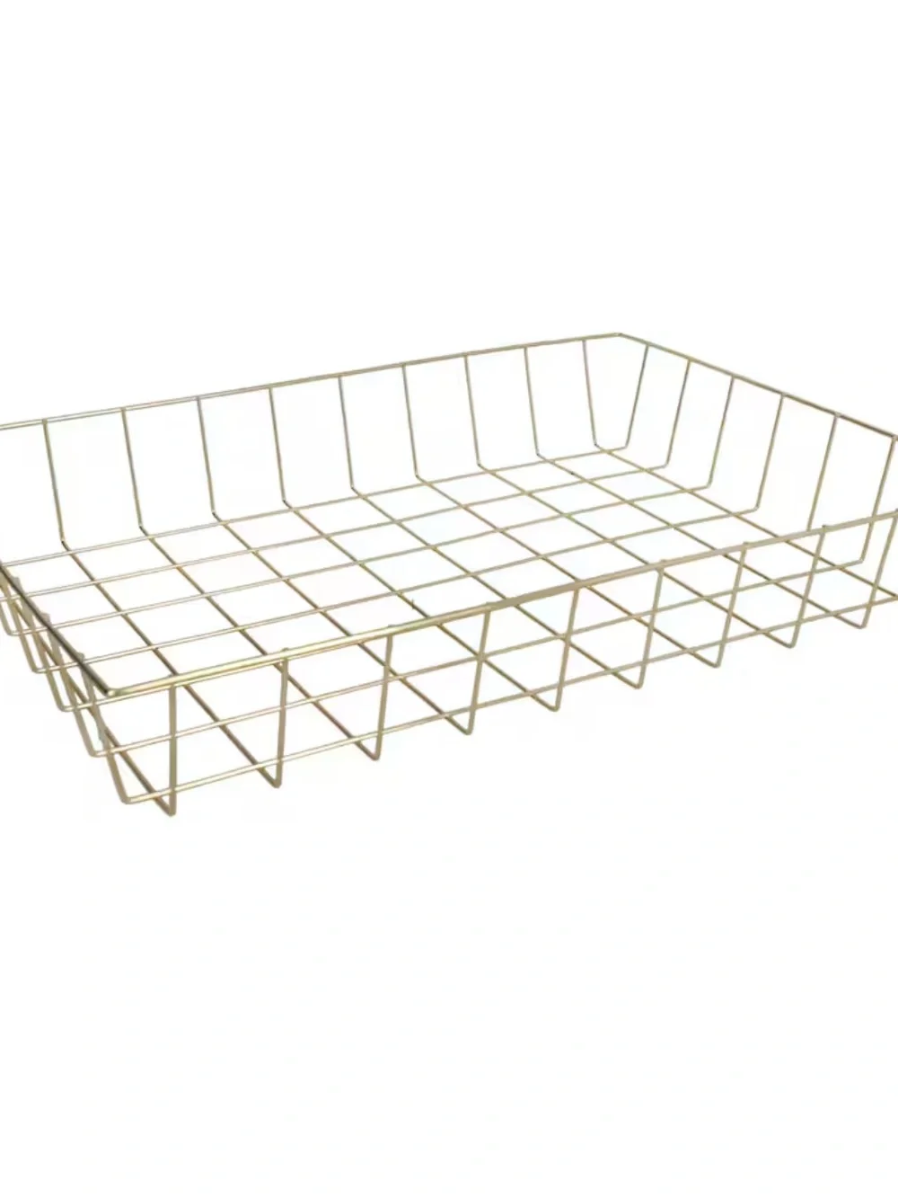3 Pack Essentials Gold Wire Rectangular Tray Baskets NWT