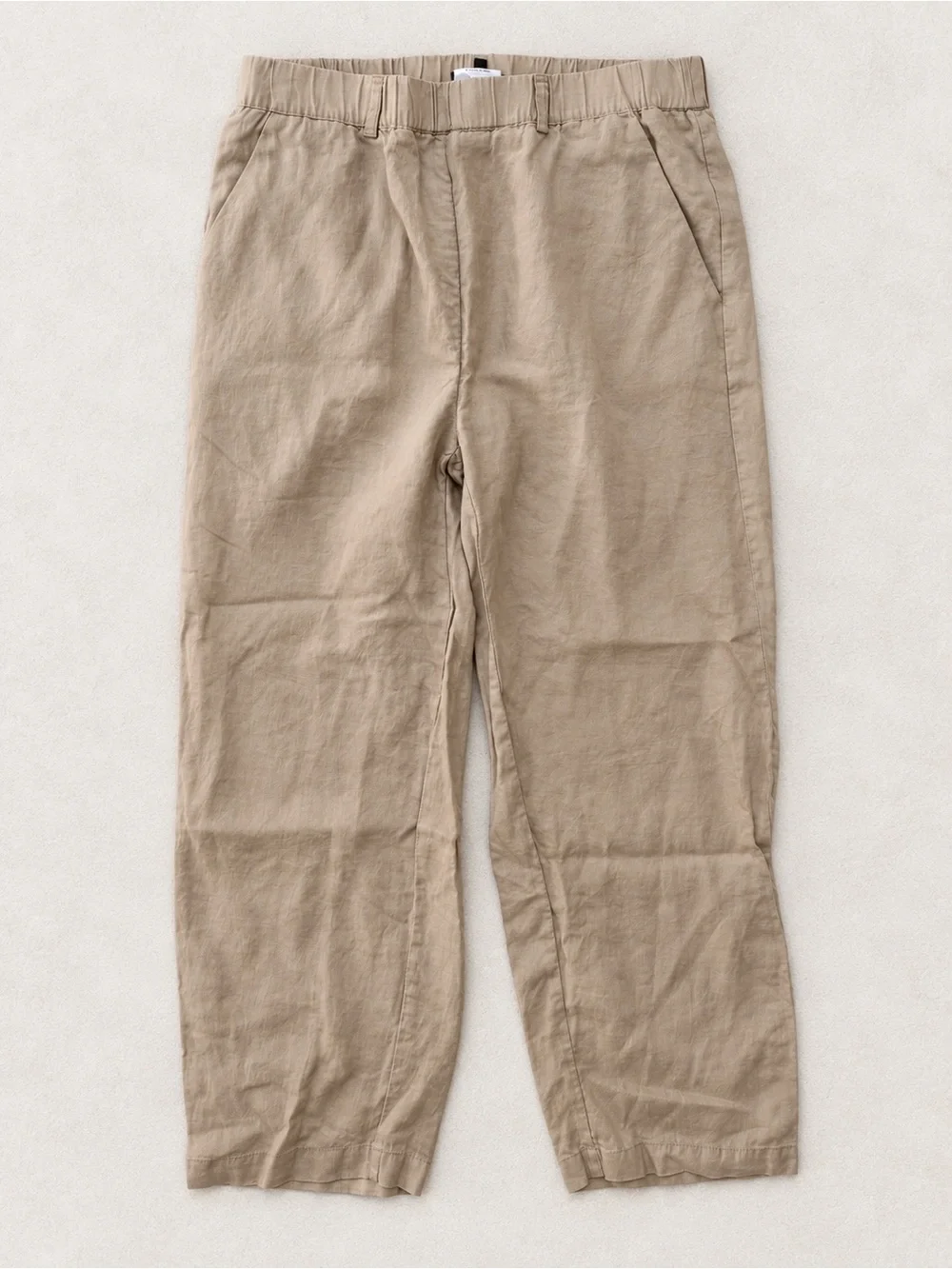 Quince 100% European Linen Pull-On Pants Beige Tan Size Small Cropped