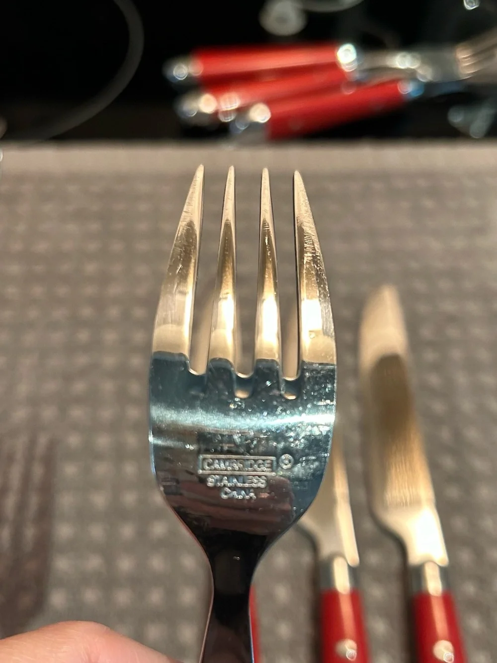 Jubilee Red by Cambridge Collectible Stainless Steel Retro Vintage Flatware.
