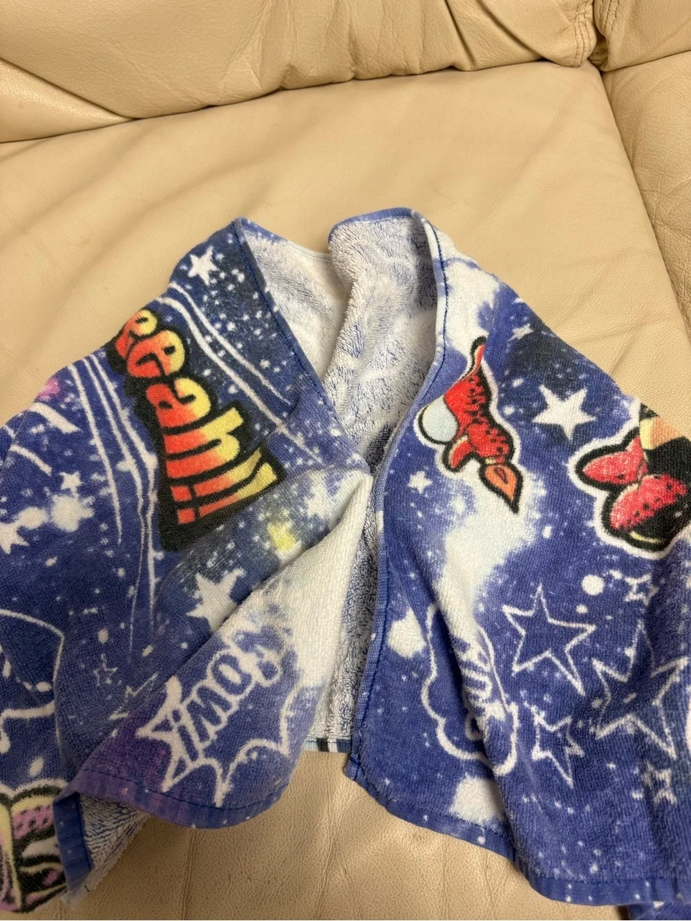 TDR Stitch & Angel Galaxy Hand Towel Blue Purple Tokyo Disneyland