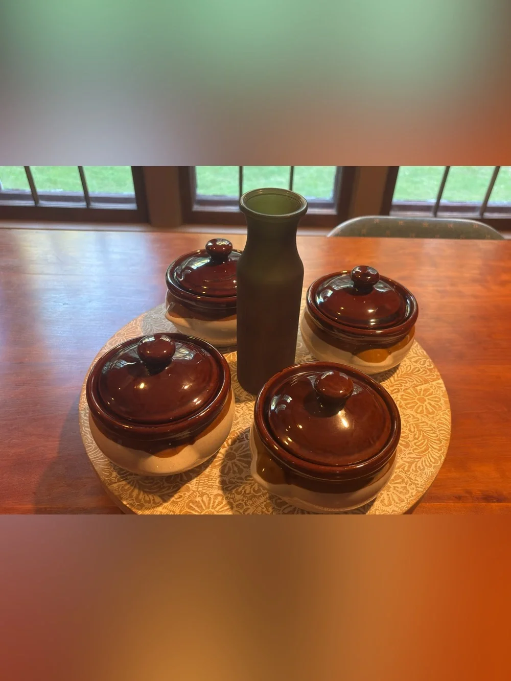 Stoneware crock set made in Taiwan vintage