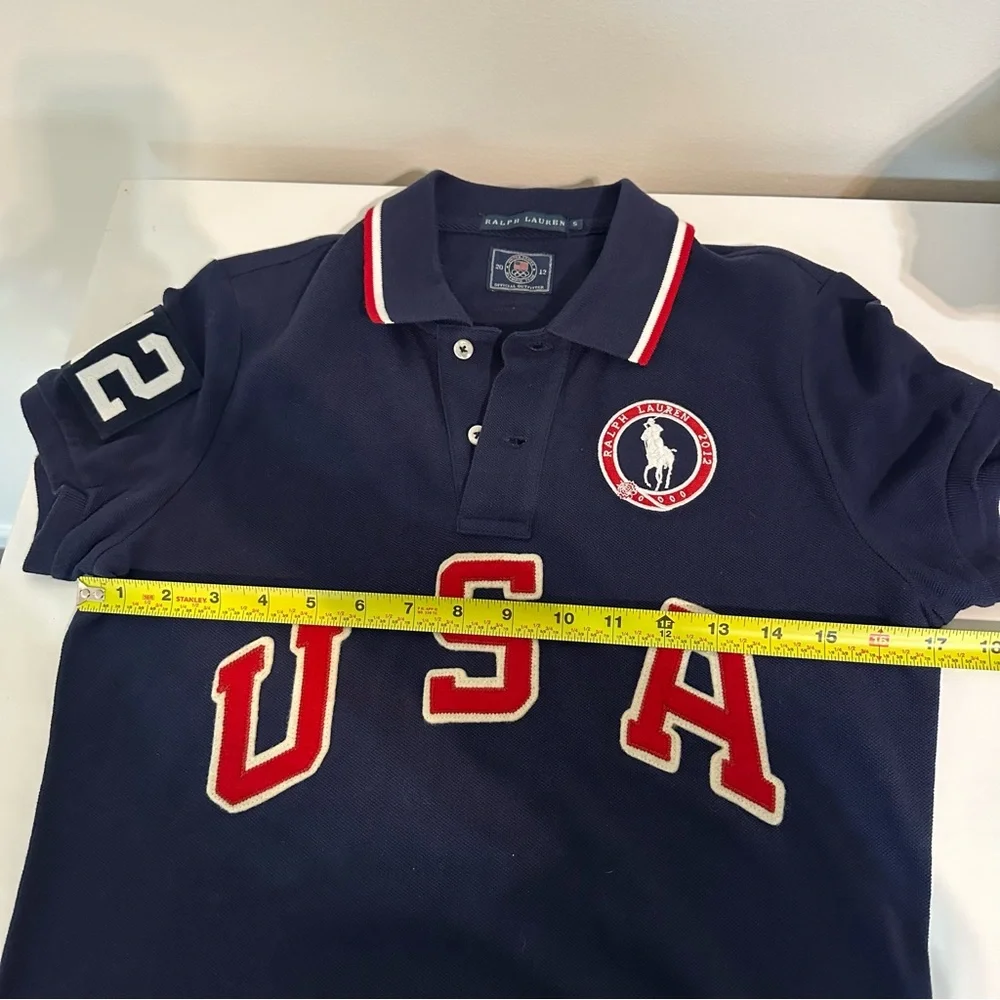 Ralph Lauren Navy Polo Shirt 2012 Olympics USA Big Pony Men's size Small Y2K