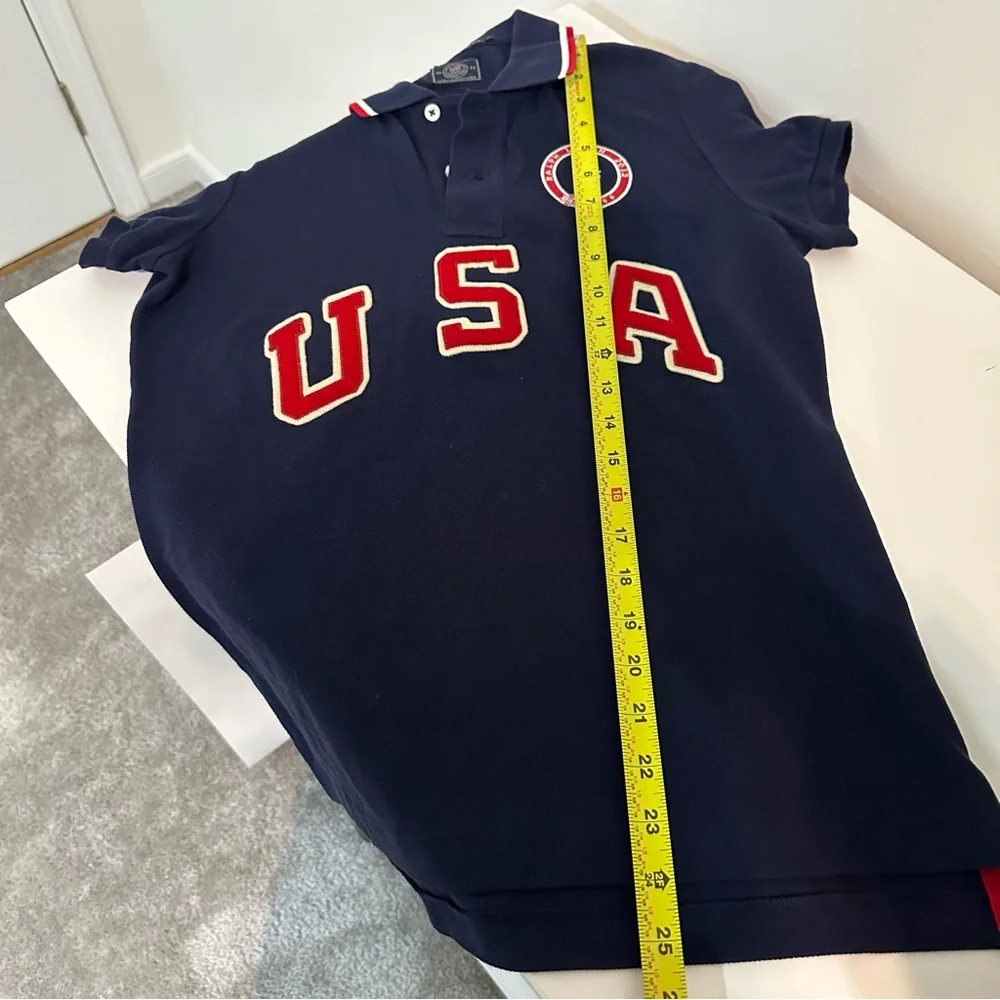 Ralph Lauren Navy Polo Shirt 2012 Olympics USA Big Pony Men's size Small Y2K