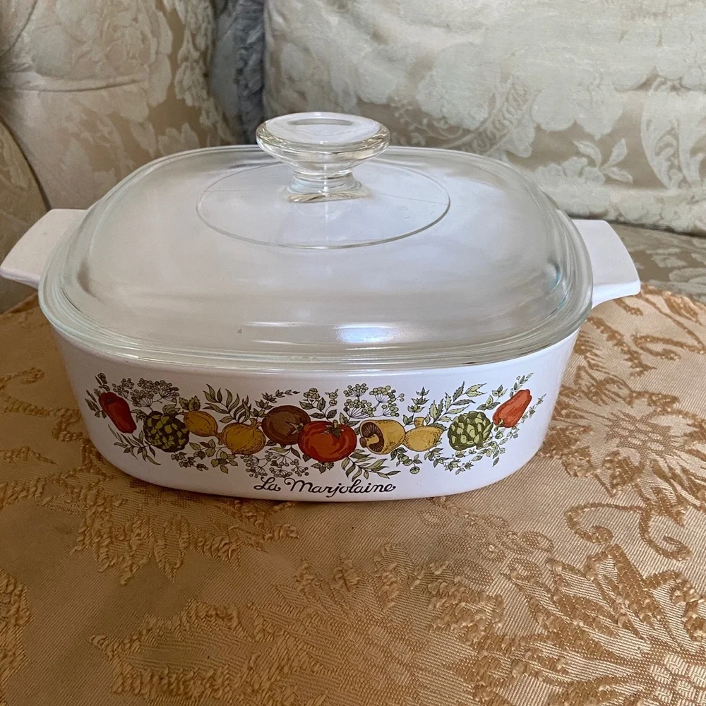 2 Quart CorningWare Floral White Casserole with Glass Lid