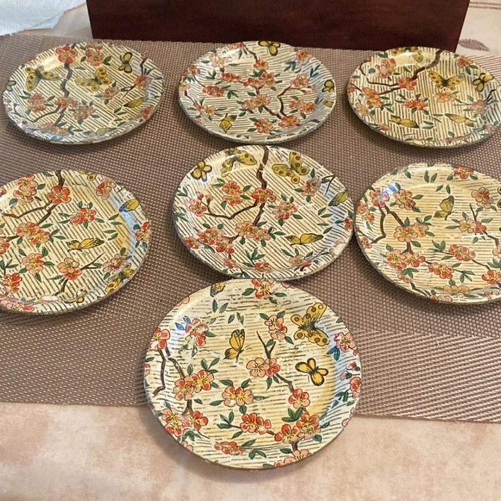 VTG Highmount set of 7 butterfly theme coaster in matching box -made in Japan