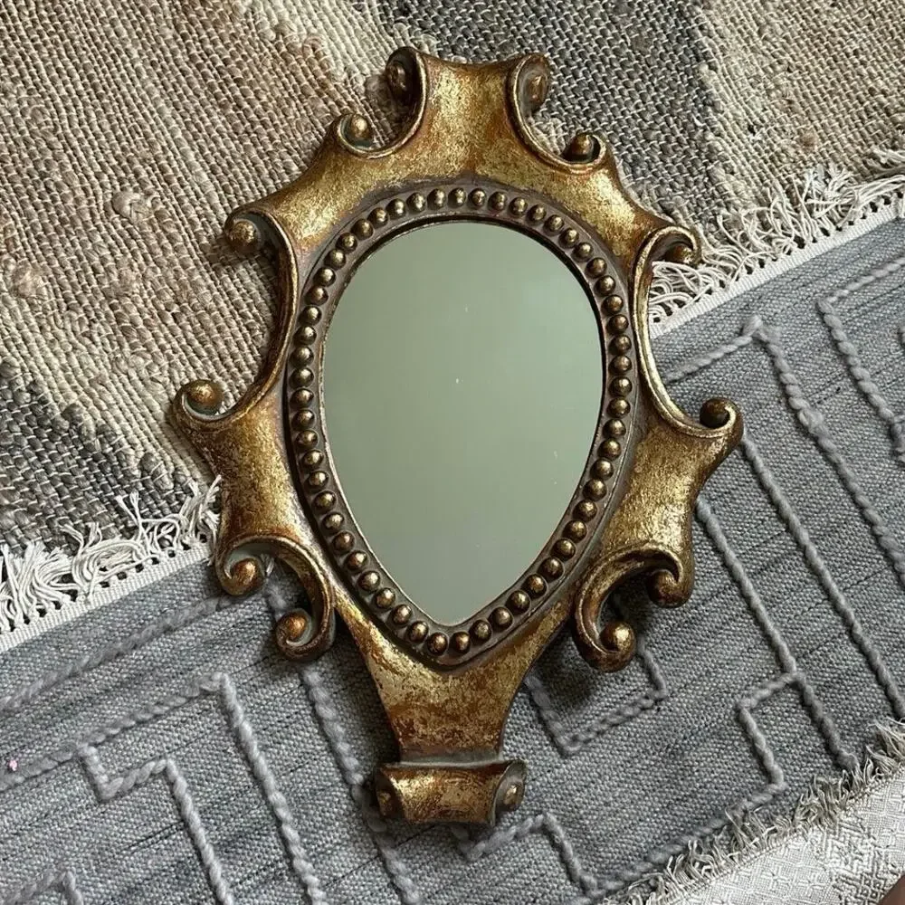 Vintage Wall Mirror Hollywood Regency Style Gold Ornate baroque 18x14”