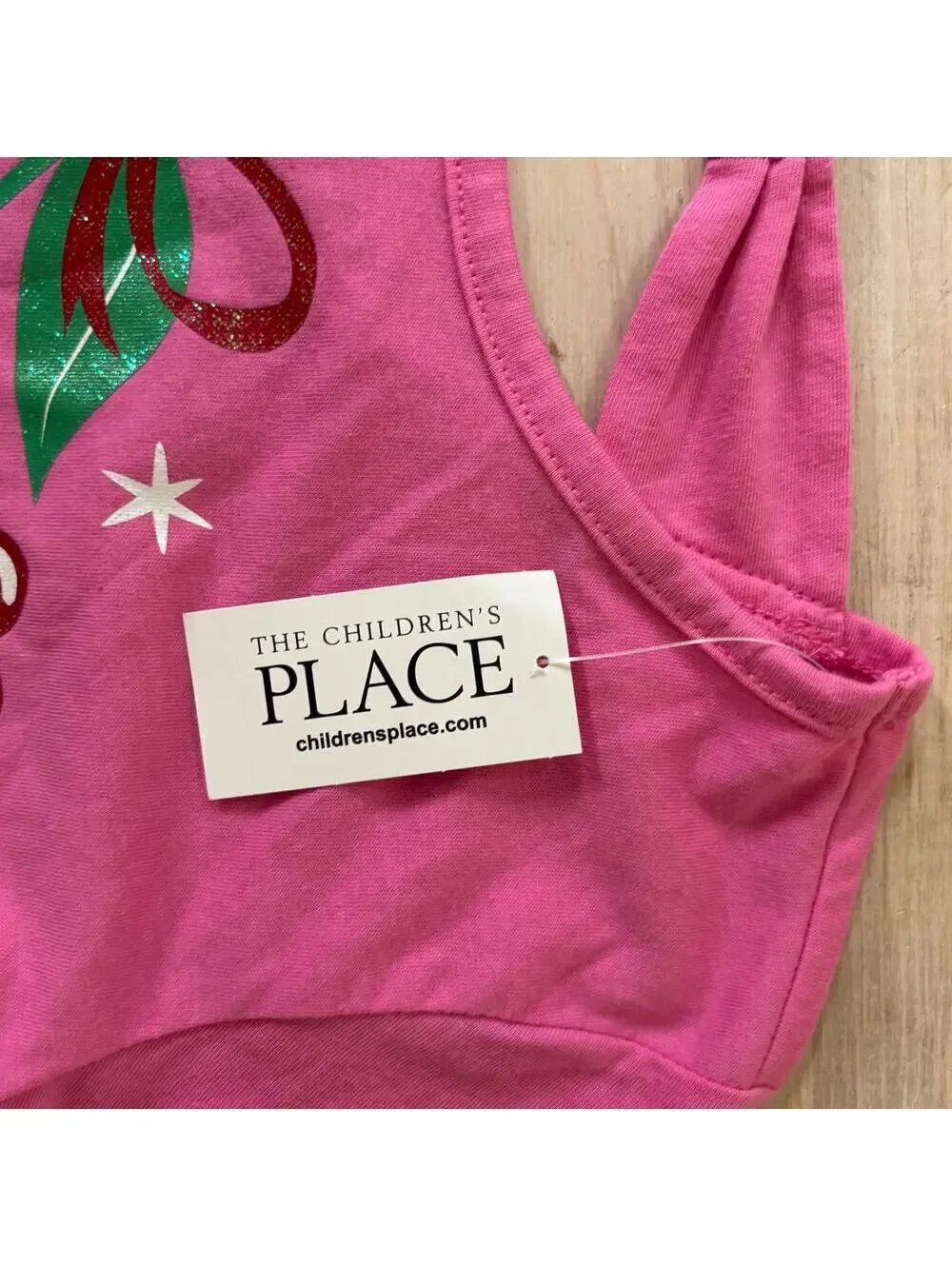 The Children's Place NWT Girls' Cherry Graphic Bow Back Top Pink Size M