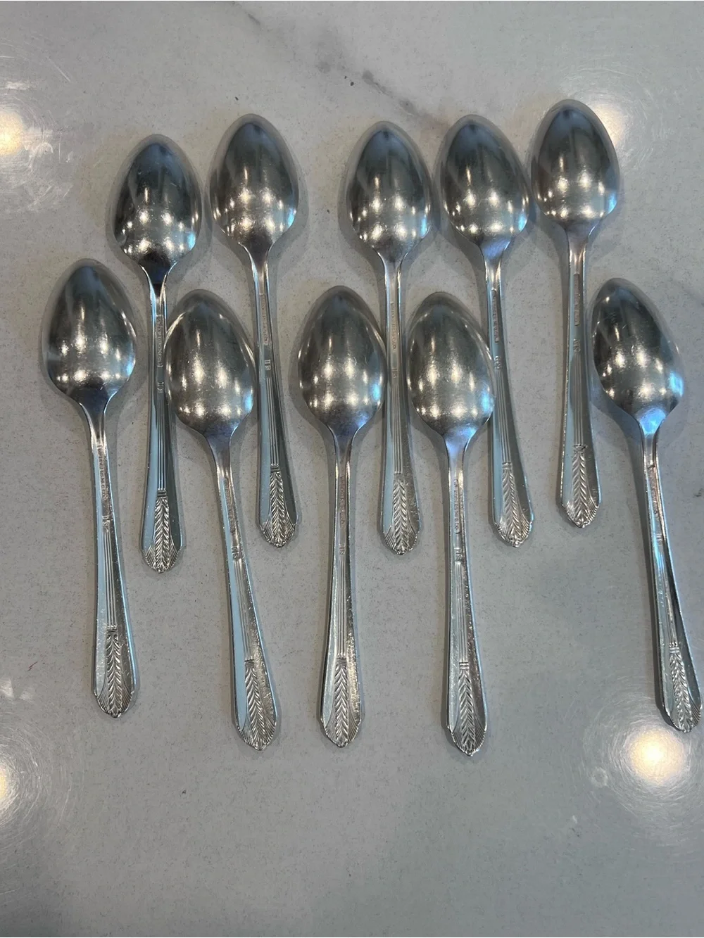 WM Rogers 1939 Allure Silverware 10 Teaspoons, Art Deco