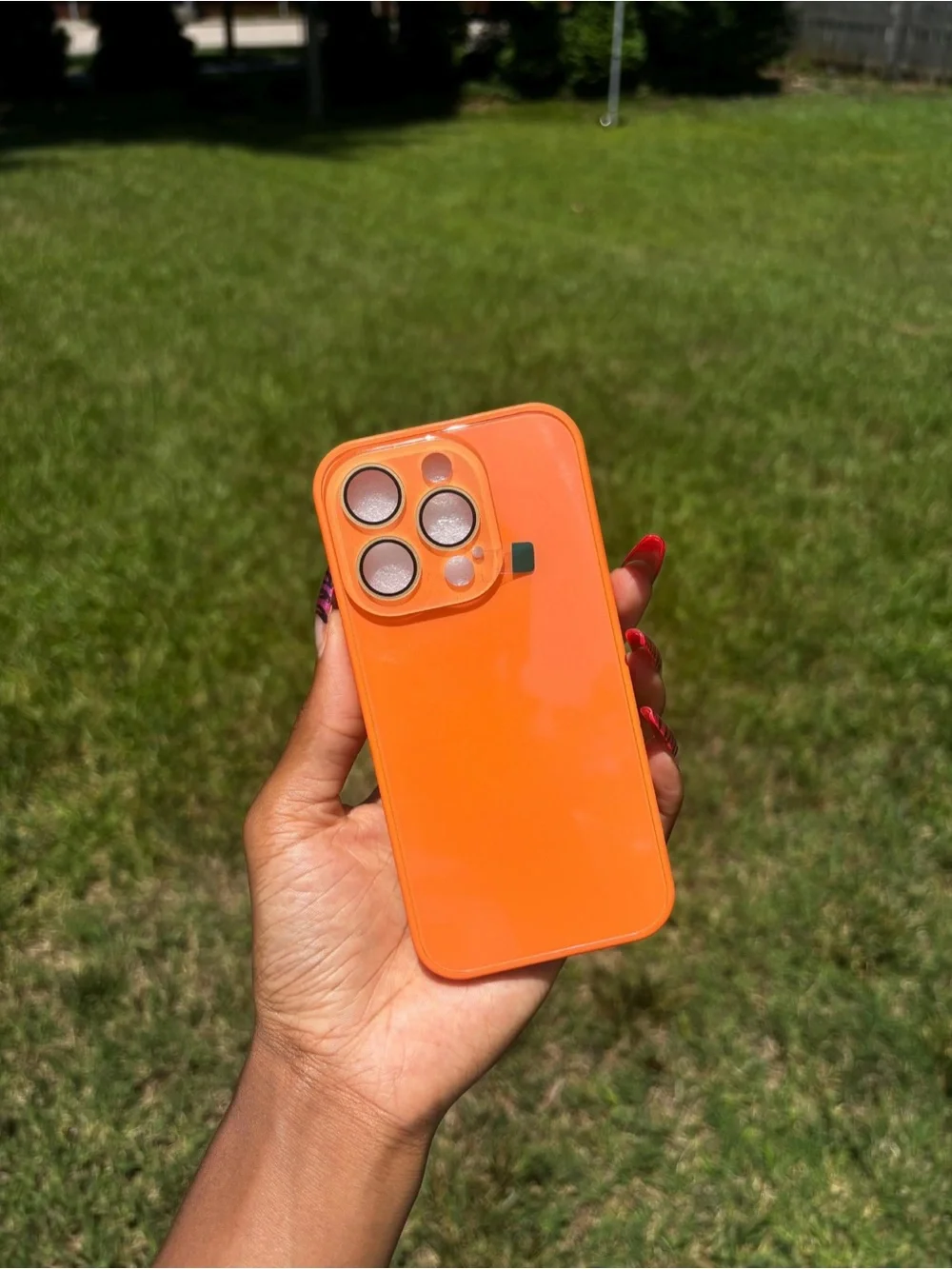 Orange Glossy IPhone 15 pro phone case