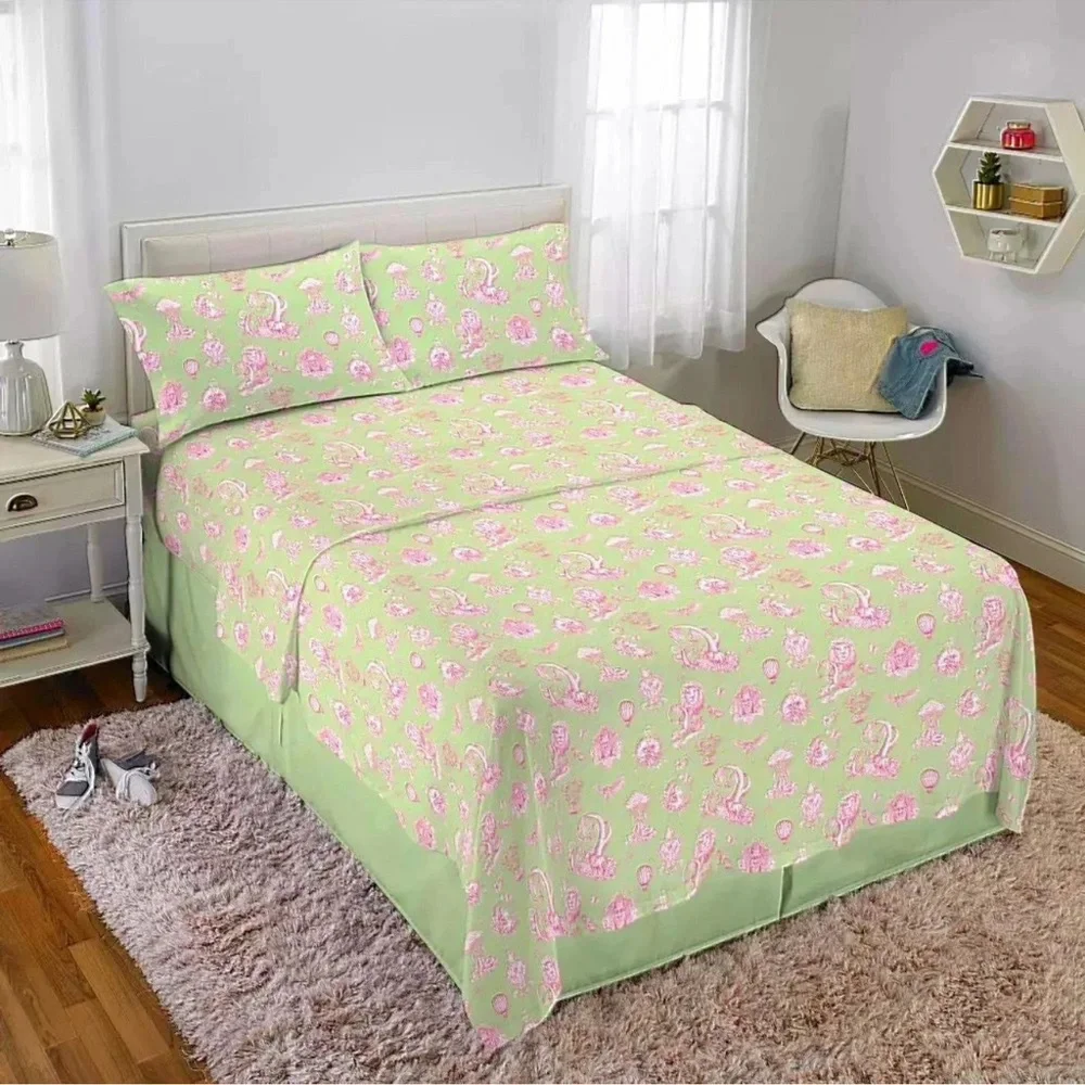 Wicked: For Good X Katie Kime Green & Pink FULL Size Bed Sheet 4 Pc Set NEW