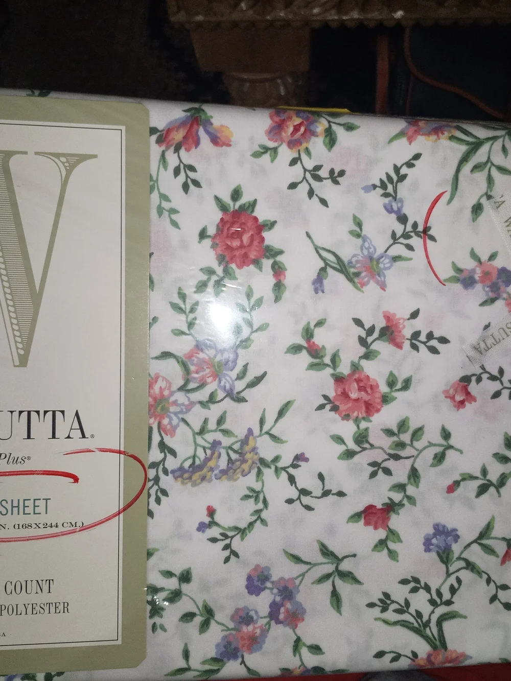 Floral Cotton Blend Flat And Fitted Sheet Pink & Purple Floral New Old Stock.