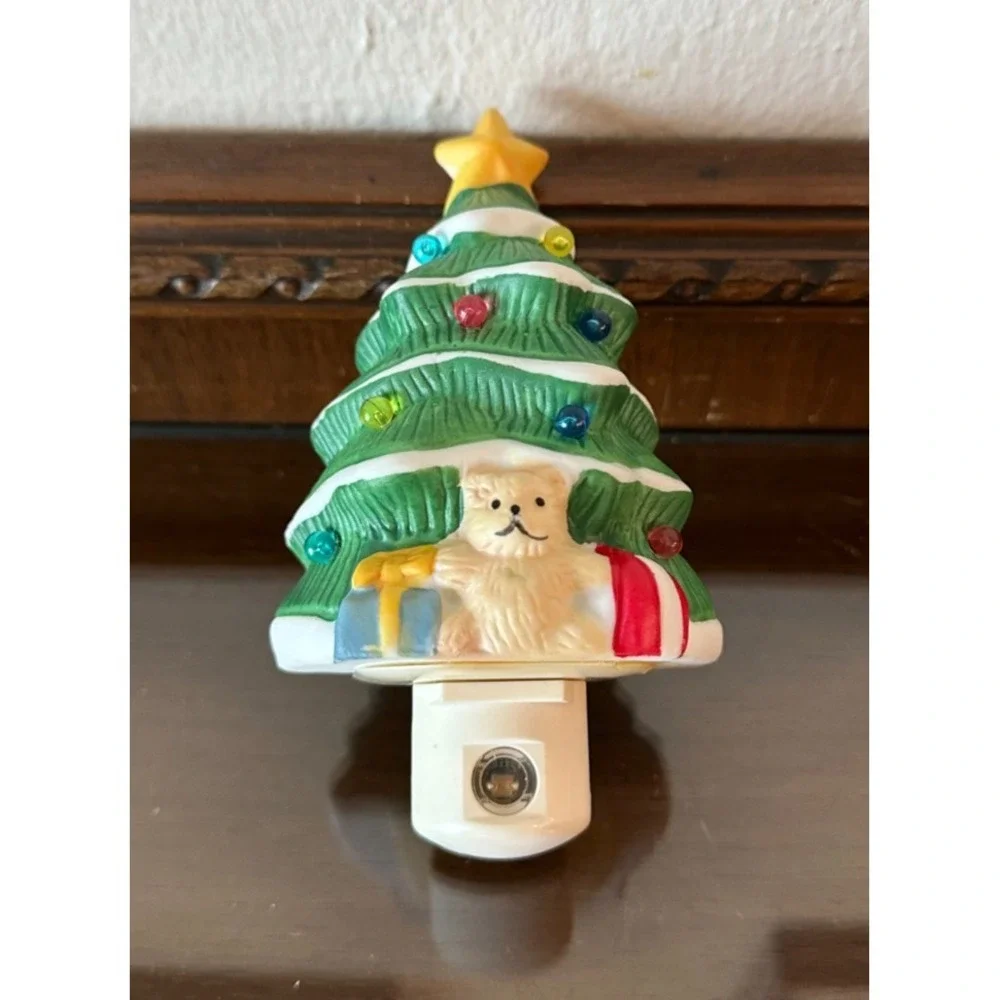 Vintage Prime Indoor Night light Christmas Tree Plug Decoration Teddy Bear WORKS