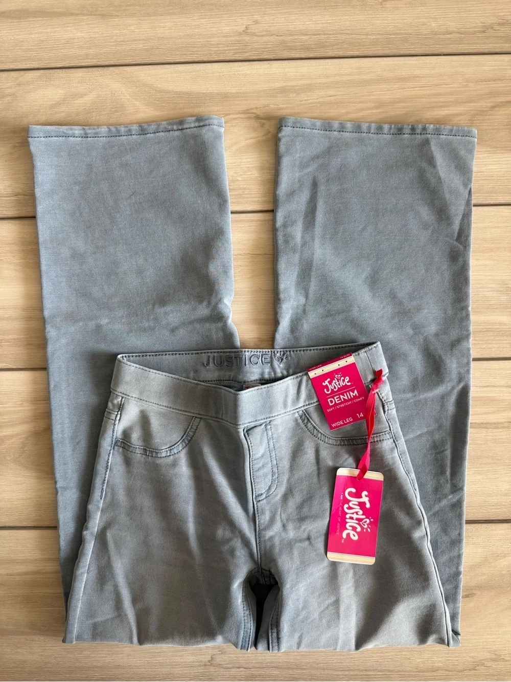 Justice Wide Leg French Terry Jeans Blue Size 14 Slim NWT IN PACKAGE