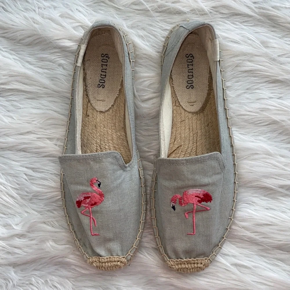 Soludos | Flamingo Embroidered Espadrille in Light Chambray