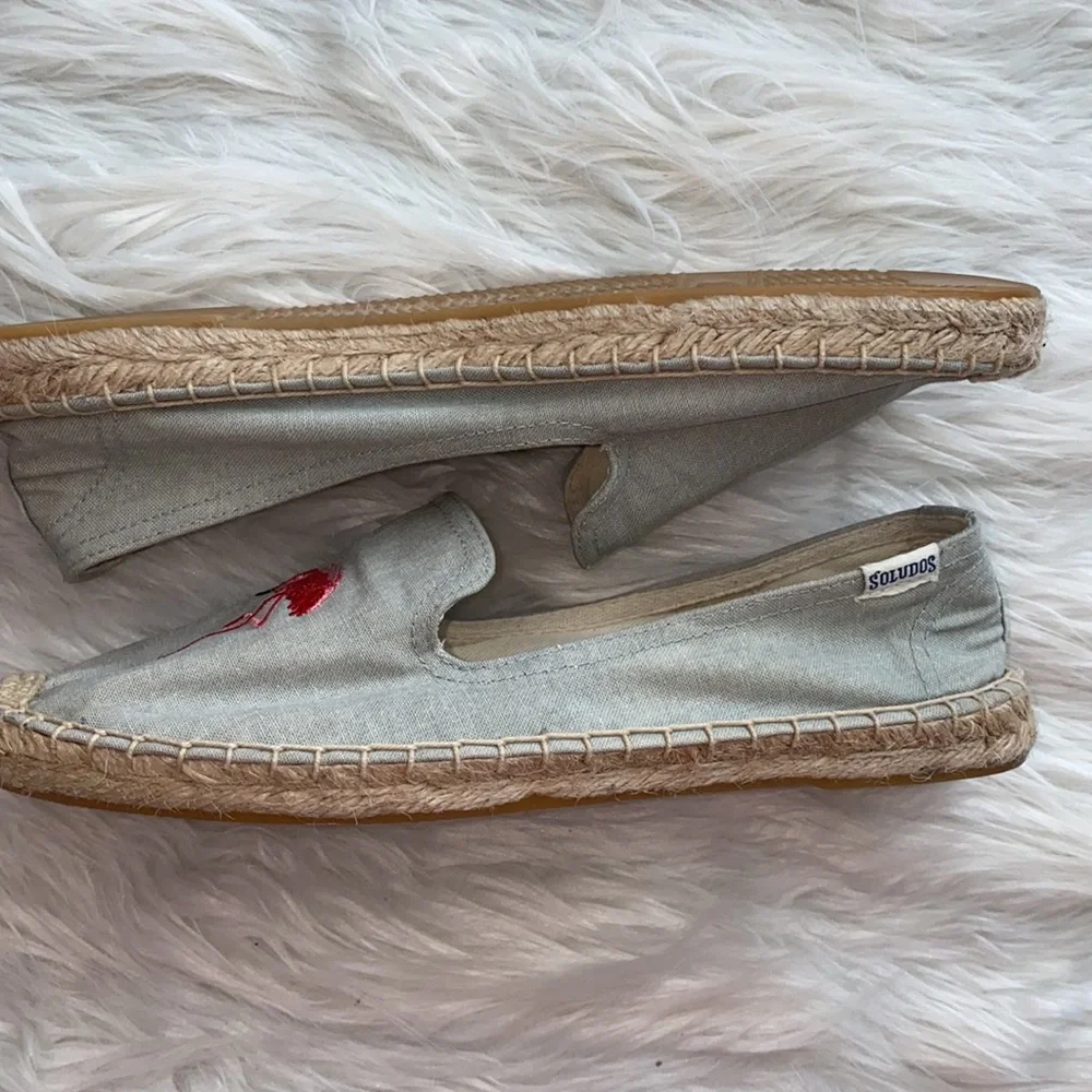 Soludos | Flamingo Embroidered Espadrille in Light Chambray