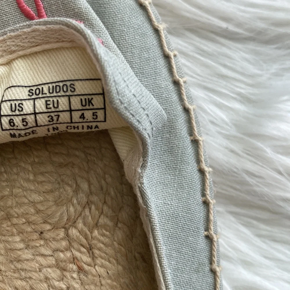 Soludos | Flamingo Embroidered Espadrille in Light Chambray