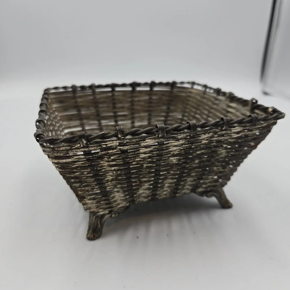 VTG Brass Square Woven Basket‎ 5.25