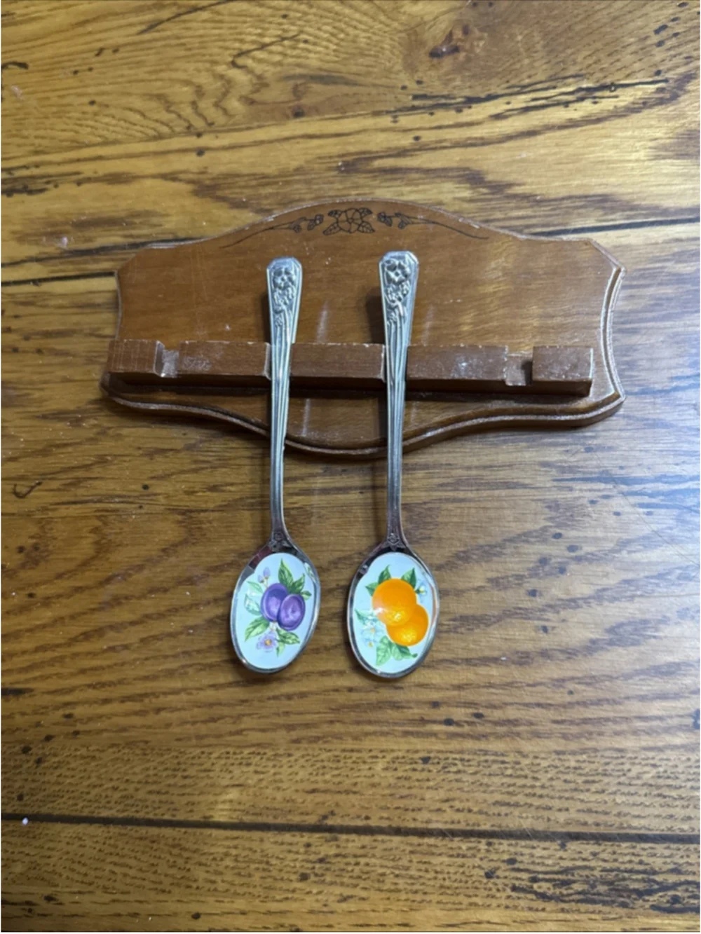 Collectible Avon 1981 Fruit Jelly Spoons Stainless Steel Porcelain Enamel Set