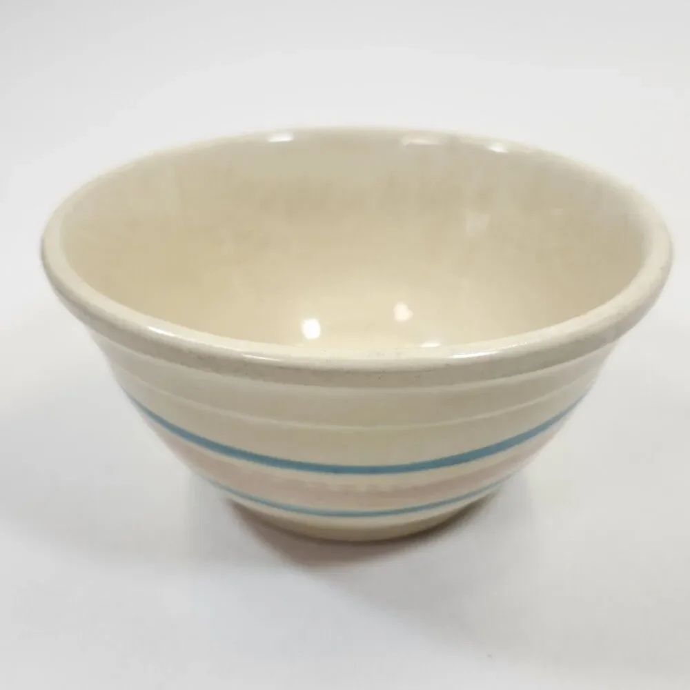 McCoy Oven Ware Pink Blue Nesting Mixing Bowls Set 8 & 10 Vintage Stoneware USA