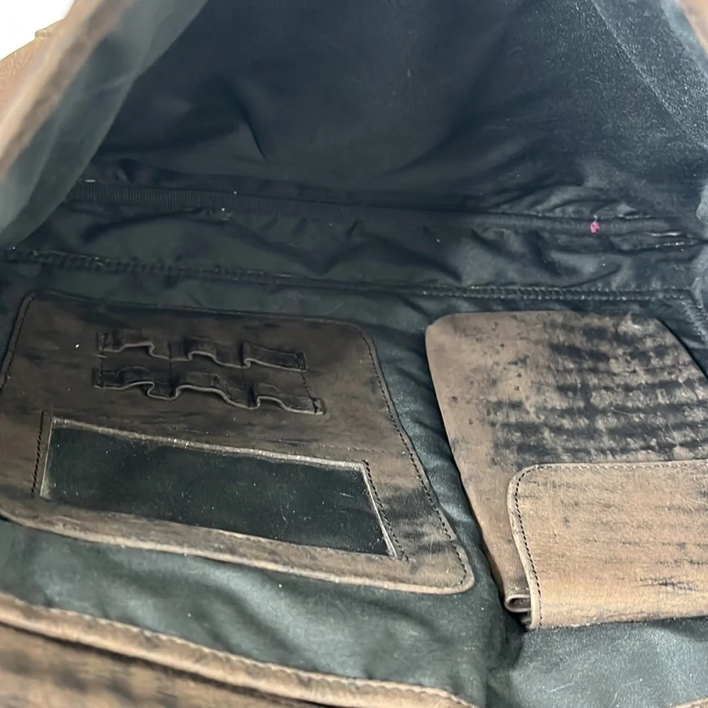 Frye Dark Brown Leather Briefcase Laptop Messenger Bag MARKS