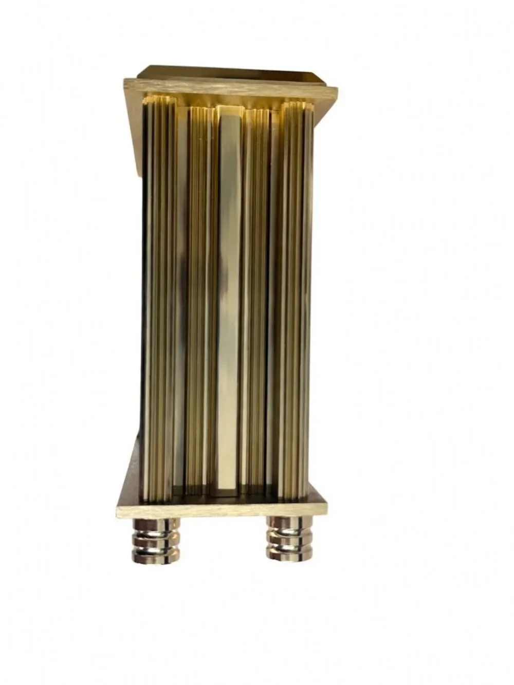 Bulova Quartz Carriage Clock Brass Glass Roman Numeral Desk Shelf 6