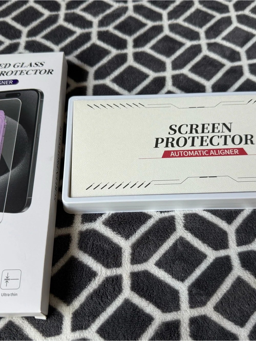 Tempered Glass Screen Protector for iPhone16pro - Purple Alignment Frame