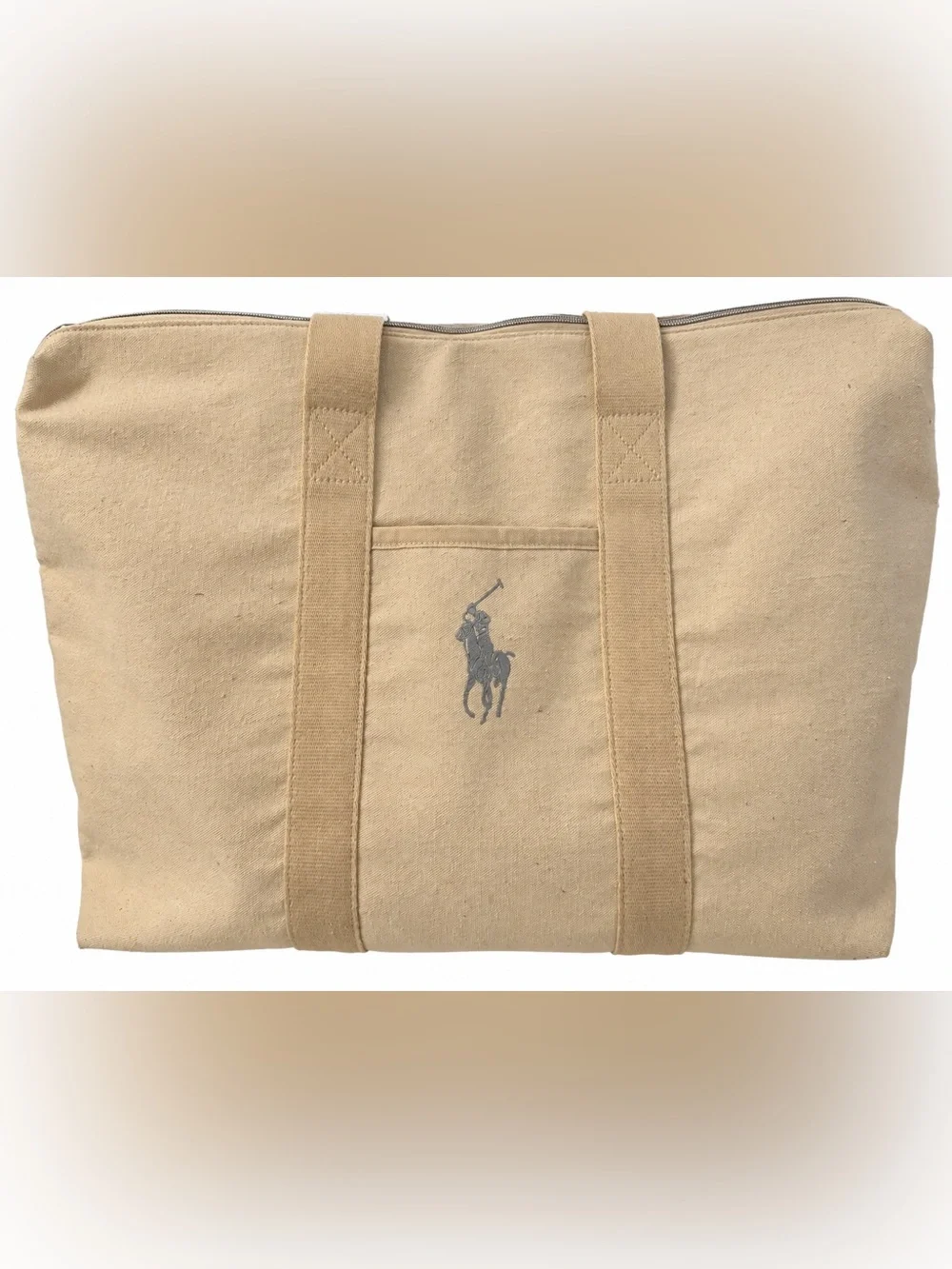 Polo Ralph Lauren Fragrances LARGE Beige Canvas Zippered Travel Tote Bag
