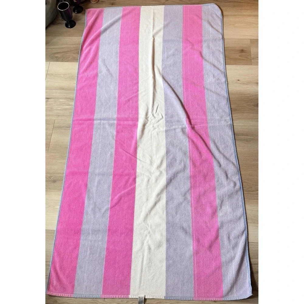 Cecil Saydah Vintage Beach Towel Colorful Purple Pink Striped, Large‎ 35