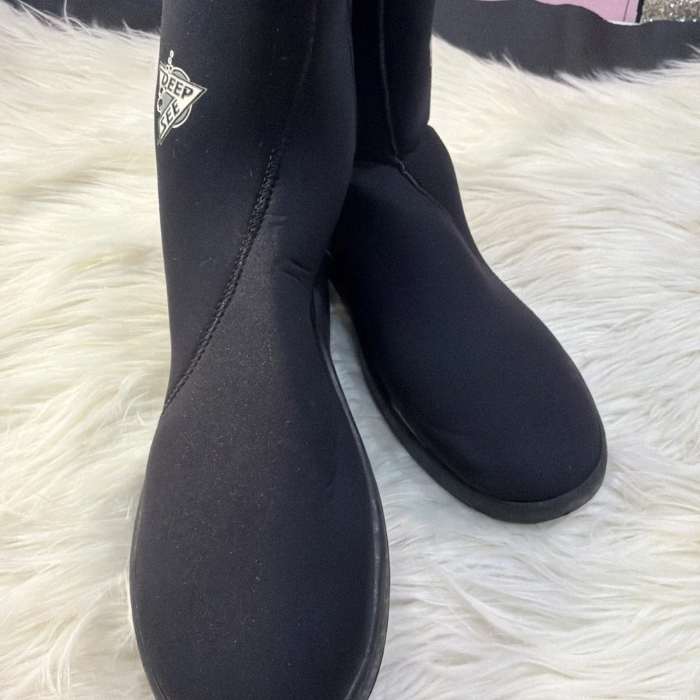 Deep Sea Size 11 Stretch Boots. Zip Up‎ Black Scuba Snorkeling.black New