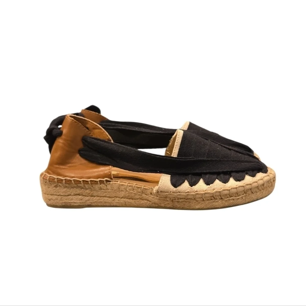 CORINA SLIP-ON STRAPPY TIE- BACK ESPADRILLES. SIZE EU 37.